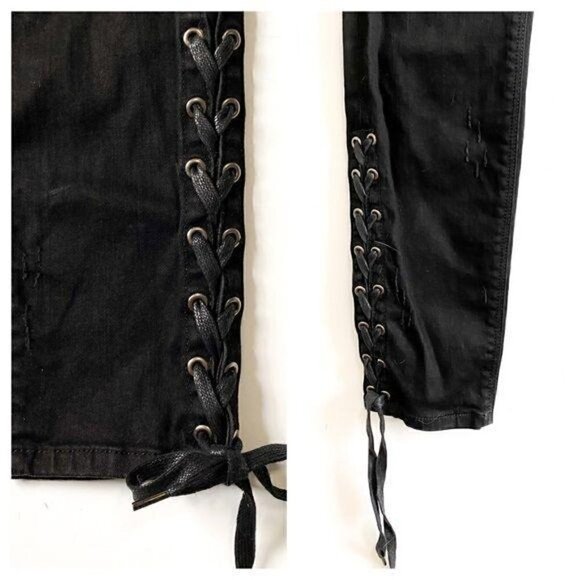 Black Orchid Lara Hi Rise Lace Down Skinny Jeans - Picture 7 of 12